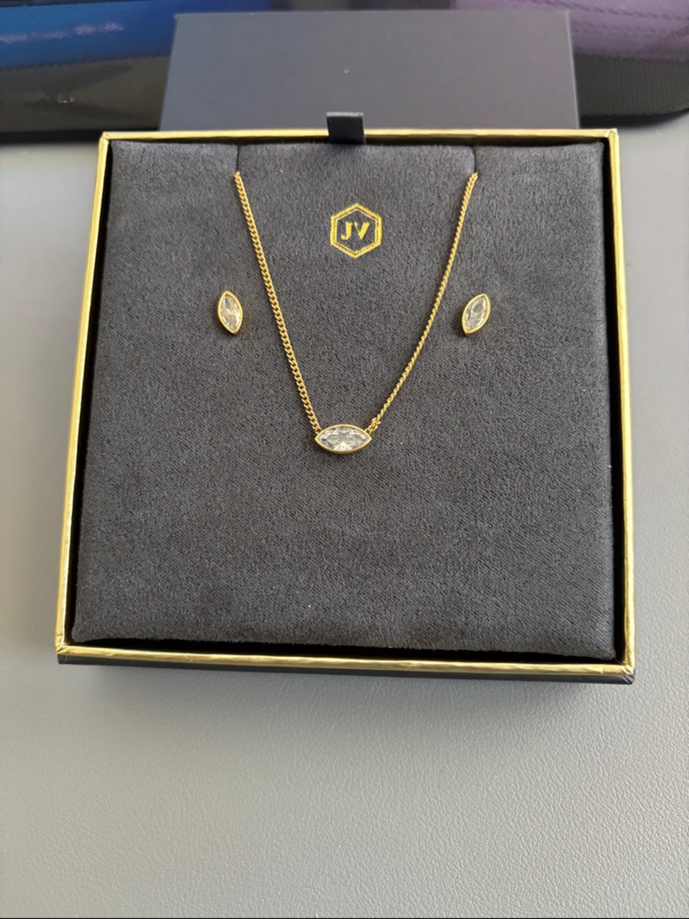 Julie Vos Gold Marquise Crystal Necklace & Earring Set